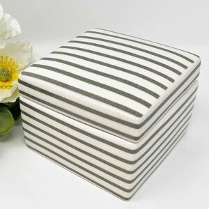 J. Crew Striped Ceramic Trinket Box 4x4